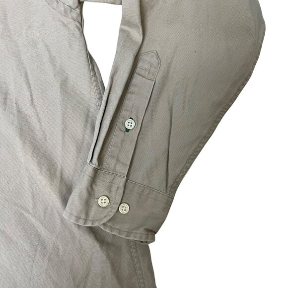 Tommy Hilfiger Mens Med Khaki Long Sleeve Button Down Shirt Crest Logo Cotton - Picture 5 of 11